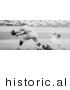 Historical Photo of Roger Thorpe Peckinpaugh Sliding Safetly to Third Base During a Baseball Game in 1925 - Black and White Version by JVPD