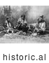 Historical Photo of Sioux Indians Cooking on Fire 1899 - Black and White by JVPD