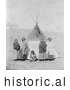 Historical Photo of Sitting Bulls Family in Front of Tipi 1891 - Black and White by JVPD