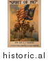 Historical Photo of Soldiers with Flags, Spirit of 1917 - Vintage Military War Poster by Picsburg