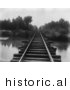 Historical Photo of Train Tracks at Southern Pacific Railroad Bridge over Calloway Canal in Kern County, California - Black and White Version by JVPD
