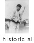 Historical Photo of Tyrus Raymond Cobb Holding a Baseball Bat, 1914 - Black and White Version by JVPD