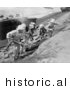 Historical Photo of U.S. Marines Running Uphill on Iwo Jima - Black and White Version by JVPD
