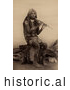 Historical Photo of Yuma Indian Playing a Flute - Sepia by JVPD