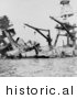 Historical Photo Showing Wreckage of the USS Arizona Battleship During the Attack on Pearl Harbor - Black and White Version by Picsburg