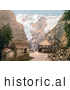 Historical Photochrom of a Gazebo at a Viewpoint at Stilferjoch, Stilfer Joch, Weisser Knott, Tyrol, Austria by JVPD