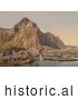 Historical Photochrom of a Waterfront Village, Svolvaer, Lofoten, Norway by JVPD