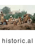 Historical Photochrom of Arabian People in a Garden by JVPD