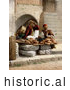 Historical Photochrom of Bread Vendors in Jerusalem by Picsburg