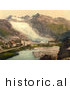 Historical Photochrom of Glacier Hotel and Rhone Glacier by Picsburg
