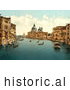 Historical Photochrom of Gondolas, Grand Canal, Venice, Italy by JVPD