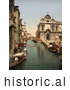 Historical Photochrom of Gondolas on Canal, Venice by JVPD