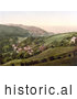 Historical Photochrom of Hillside Homes in Lee Devon England by Picsburg