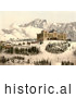 Historical Photochrom of Hotel De Caux, Ochers De Naye and Dent De Jaman in Winter by Picsburg