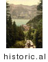 Historical Photochrom of Hotel Giessbach and Brienz Lake, Switzerland by Picsburg