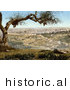 Historical Photochrom of Jerusalem from Mount Scopus by JVPD