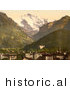 Historical Photochrom of Jungfrau Mountain over Interlaken Switzerland by Picsburg