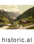 Historical Photochrom of Lauterbrunnen Valley in Switzerland by JVPD