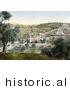 Historical Photochrom of Mount Olivet and Garden of Gethsemane by JVPD