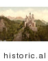 Historical Photochrom of Neuschwanstein Castle, Schloss Neuschwanstein by JVPD