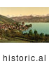 Historical Photochrom of Oberhofen Village in Switzerland by JVPD