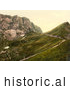 Historical Photochrom of Railway and Rochers De Naye, Switzerland by JVPD