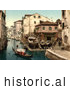 Historical Photochrom of Rio Della Botisella, Venice, Italy by JVPD