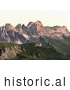 Historical Photochrom of Rosengarten Mountain Group, Tyrol, Austria by JVPD