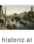 Historical Photochrom of the Rialto Bridge, Venice, Italy by JVPD