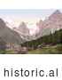 Historical Photochrom of the Trafoi Hotel, Tyrol, Austria by Picsburg