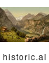 Historical Photochrom of Todi and Schreienbach Mountains, Glarus, Switzerland by JVPD