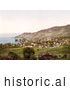 Historical Photochrom of Vineyards and Village of Vevey on Geneva Lake, Switzerland by JVPD