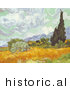Historical Vector Illustration of a Cornfield with Cypresses - Vincent Van Gogh Painting by JVPD