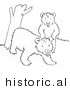 Historical Vector Illustration of a Cub Bears Playing by a Tree Trunk - Outlined Version by Picsburg