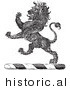 Historical Vector Illustration of a Lion Crest - Black and White Version by Picsburg