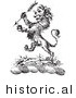 Historical Vector Illustration of a Lion Crest Featuring an Arrow - Black and White Version by Picsburg