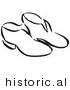 Historical Vector Illustration of a Pair of Old Fashioned Shoes - Black and White Outlined Version by Picsburg