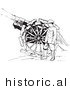 Historical Vector Illustration of a Retro Navy Soldier Shooting a Siege Gun - Black and White Version Retro Navy Soldier Shooting a Siege Gun by JVPD