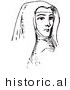 Historical Vector Illustration of a Young Nun - Black and White Version by JVPD