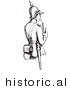 Historical Vector Illustration of a Young Soldier Smoking a Pipe - Black and White Version by JVPD
