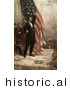 Historical Vector Illustration of Abraham Lincoln Raising an American Flag by JVPD