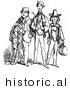 Historical Vector Illustration of Three Men Traveling to Italy - Black and White Version by Picsburg
