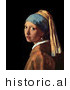 Historical Vector Illustration of Woman Looking over Her Shoulder - Girl with a Pearl Earring - Johannes Vermeer by Picsburg