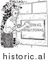 Illustration of a Boy Cleaning High School Sign - Black and White by Picsburg