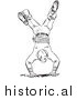 Illustration of a Teen Boy Hand Standing - Black and White by JVPD