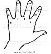 January 3rd, 2014: Clipart of a Left Hand - Black and White Line Art by Al