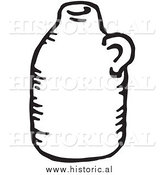 January 10th, 2014: Clipart of a Potter Jug - Black and White Line Drawing by Al