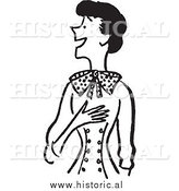 January 20th, 2014: Clipart of a Smiling Woman Touching Her Chest While Looking Surprised - Retro Black and White Design by Al