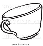 January 12nd, 2014: Clipart of a Tea Cup - Black and White Line Drawing by Al