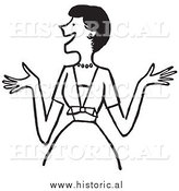 January 20th, 2014: Clipart of an Excited Woman with Big Smile - Retro Black and White Design by Al